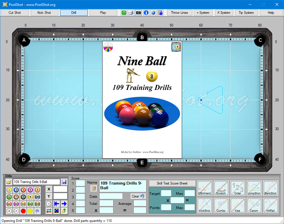 109 Training Drills DRL File for PoolShot Software - Novice to Advanced Players