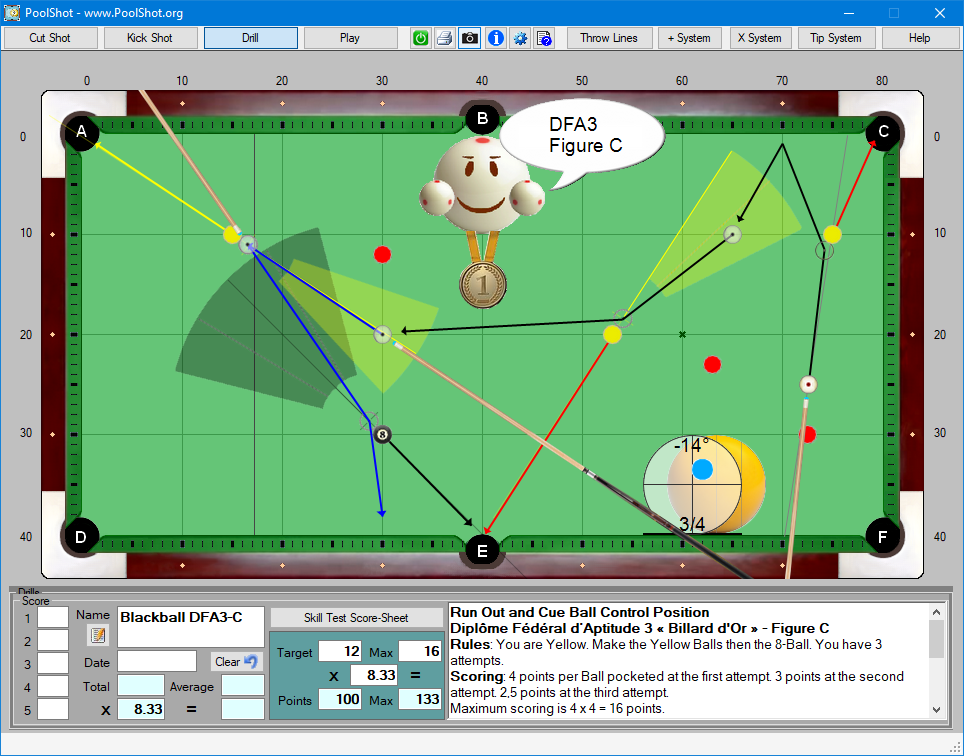 Diplôme Fédéral d’Aptitude 3 - Billard d'Or - Blackball - Exercice C