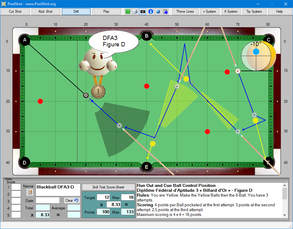 Diplôme Fédéral d’Aptitude 3 - Billard d'Or - Blackball - Exercice D