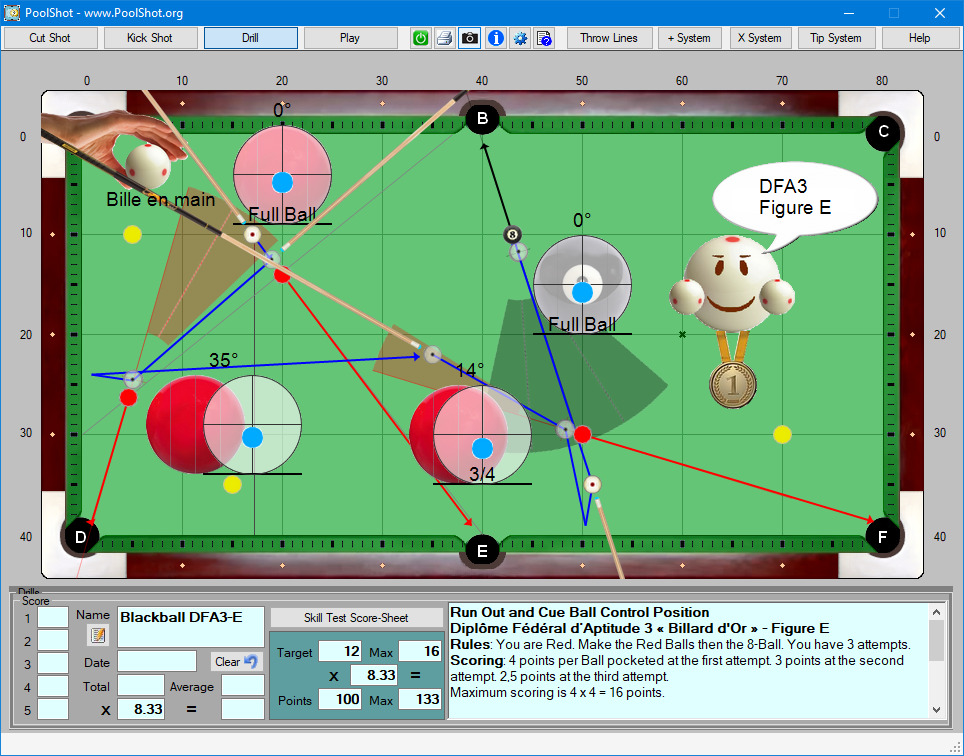 Diplôme Fédéral d’Aptitude 3 - Billard d'Or - Blackball - Exercice E